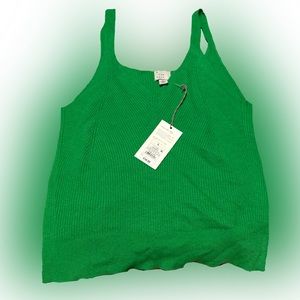 Bright green knitted tank top Large